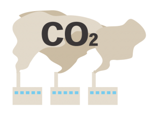 温室効果ガス二酸化炭素が排出されるイメージ