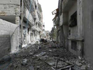 シリア内戦の混乱により破壊されたホムス市内